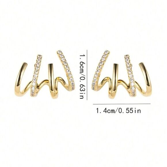 ✨🆕✨ Elegant Gold Crystal Cage Huggie Crawler Earrings ✨ ✨LAST PAIR✨ - Picture 5 of 7
